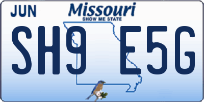 MO license plate SH9E5G
