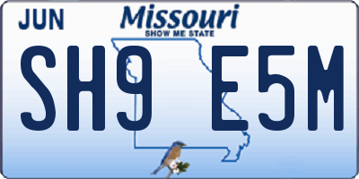 MO license plate SH9E5M