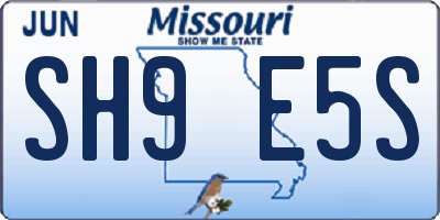 MO license plate SH9E5S