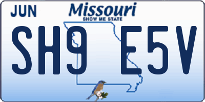 MO license plate SH9E5V