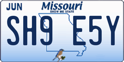 MO license plate SH9E5Y