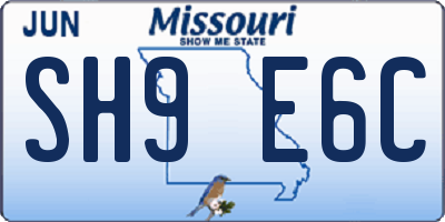 MO license plate SH9E6C