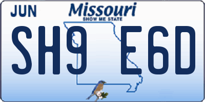 MO license plate SH9E6D