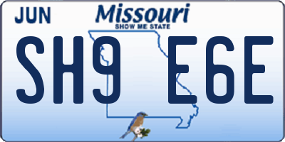 MO license plate SH9E6E