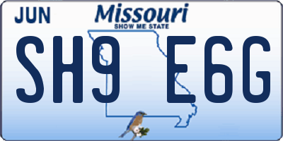 MO license plate SH9E6G