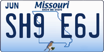 MO license plate SH9E6J