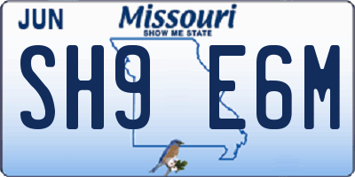 MO license plate SH9E6M
