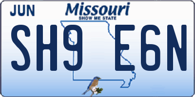 MO license plate SH9E6N