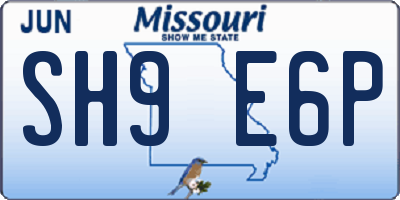 MO license plate SH9E6P