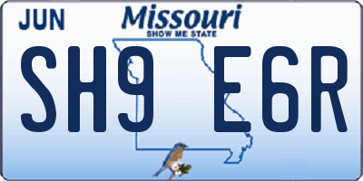 MO license plate SH9E6R