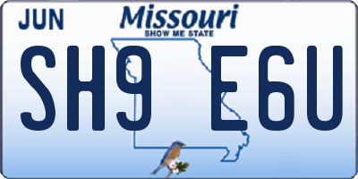 MO license plate SH9E6U