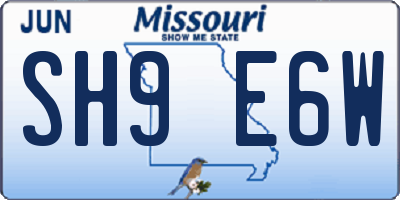 MO license plate SH9E6W