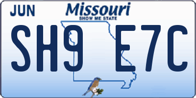 MO license plate SH9E7C