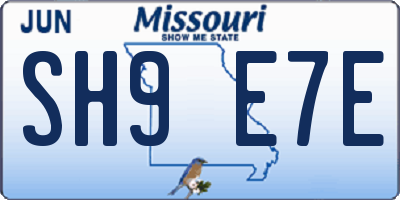 MO license plate SH9E7E