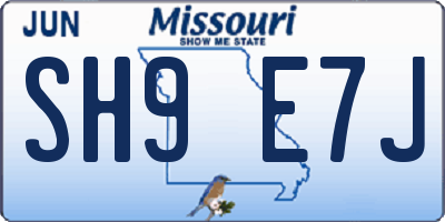 MO license plate SH9E7J