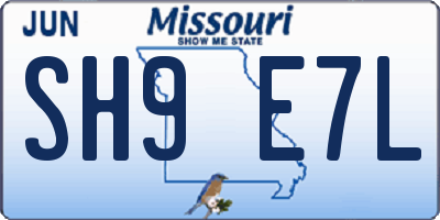 MO license plate SH9E7L