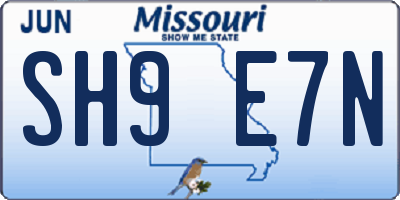 MO license plate SH9E7N