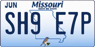 MO license plate SH9E7P