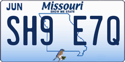 MO license plate SH9E7Q