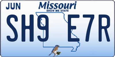 MO license plate SH9E7R