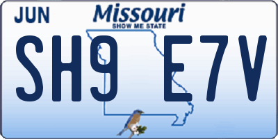 MO license plate SH9E7V