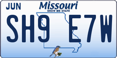 MO license plate SH9E7W