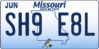 MO license plate SH9E8L