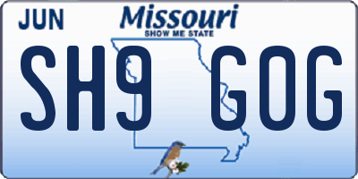 MO license plate SH9G0G