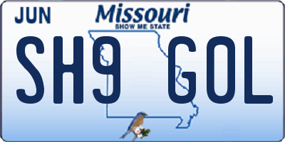 MO license plate SH9G0L