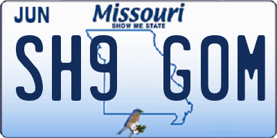 MO license plate SH9G0M