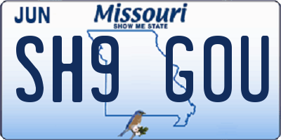 MO license plate SH9G0U