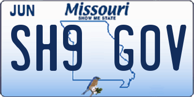 MO license plate SH9G0V