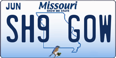 MO license plate SH9G0W