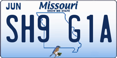 MO license plate SH9G1A
