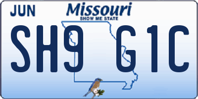 MO license plate SH9G1C
