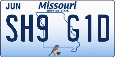MO license plate SH9G1D
