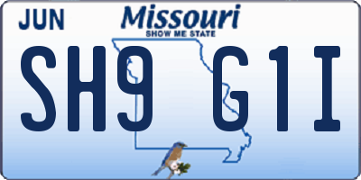 MO license plate SH9G1I