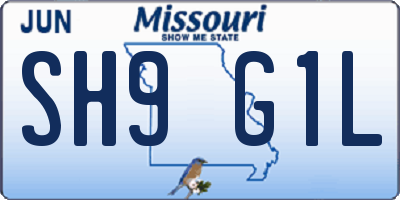 MO license plate SH9G1L