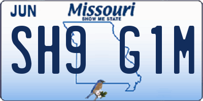 MO license plate SH9G1M