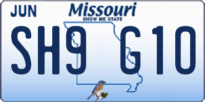 MO license plate SH9G1O