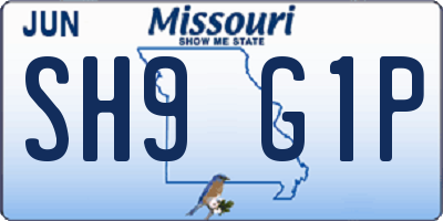 MO license plate SH9G1P