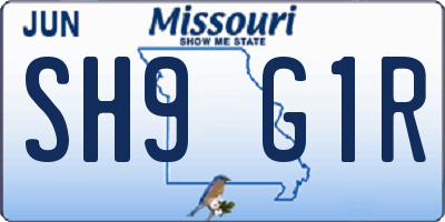 MO license plate SH9G1R