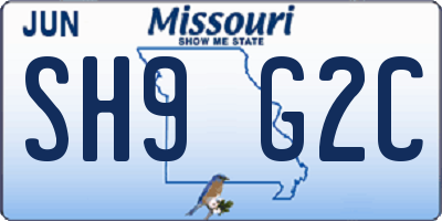 MO license plate SH9G2C