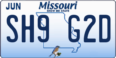 MO license plate SH9G2D