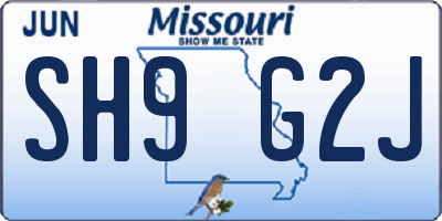 MO license plate SH9G2J