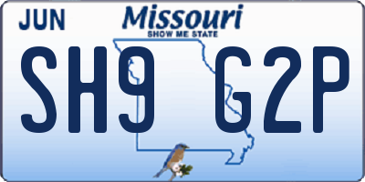 MO license plate SH9G2P