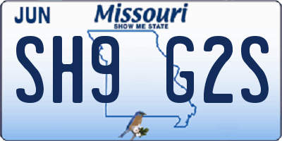 MO license plate SH9G2S