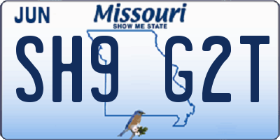 MO license plate SH9G2T
