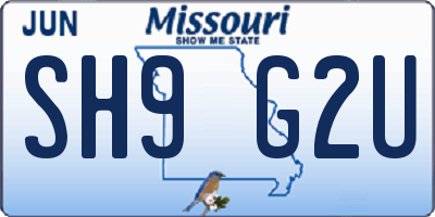 MO license plate SH9G2U