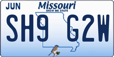 MO license plate SH9G2W